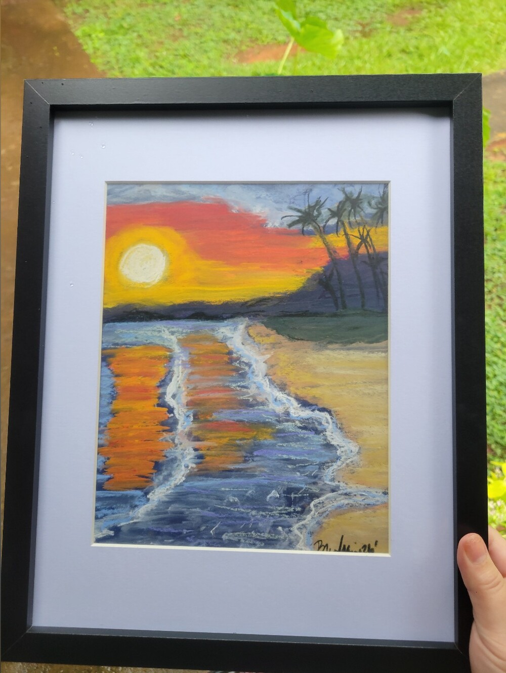 "Dreamy Seaside Sunset"Original Framed Artwork By Brea Marie (Me) 9in X 12in - Picture 1 of 6
